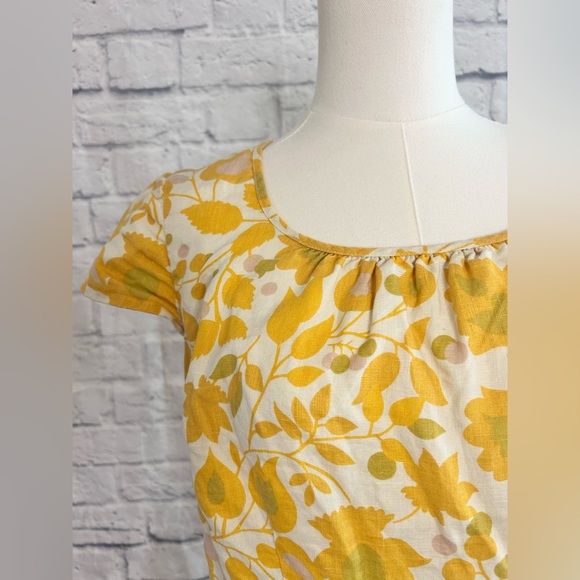 Boden Floral Dress 100% Linen Yellow & White Garden Girly Geek Chic Nerd - Picture 3 of 12
